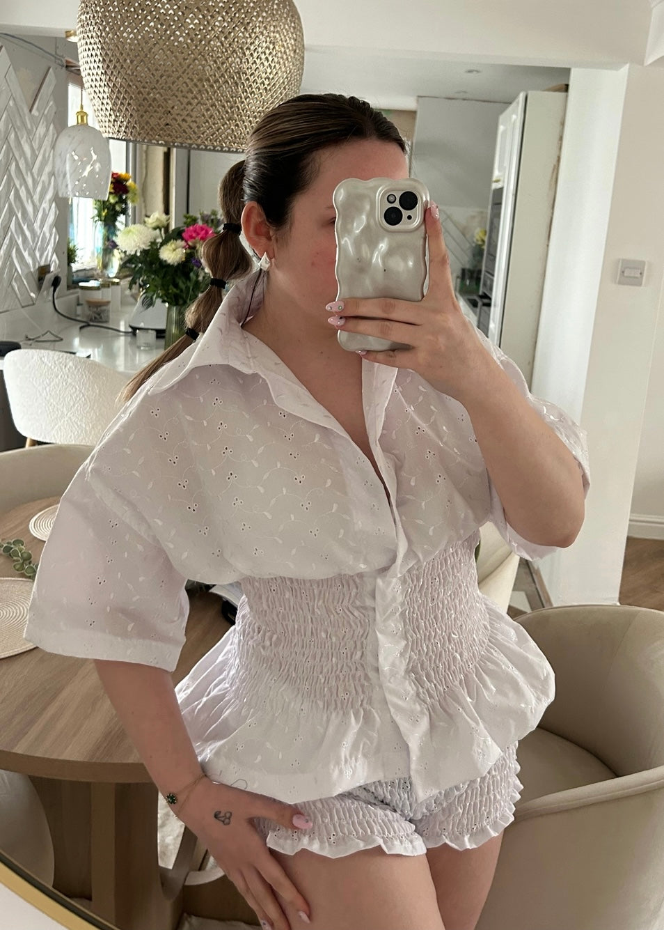 PREORDER Frolic SHIRT in White Broderie Anglaise