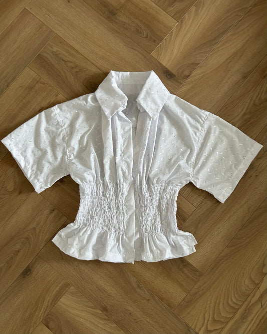 PREORDER Frolic SHIRT in White Broderie Anglaise