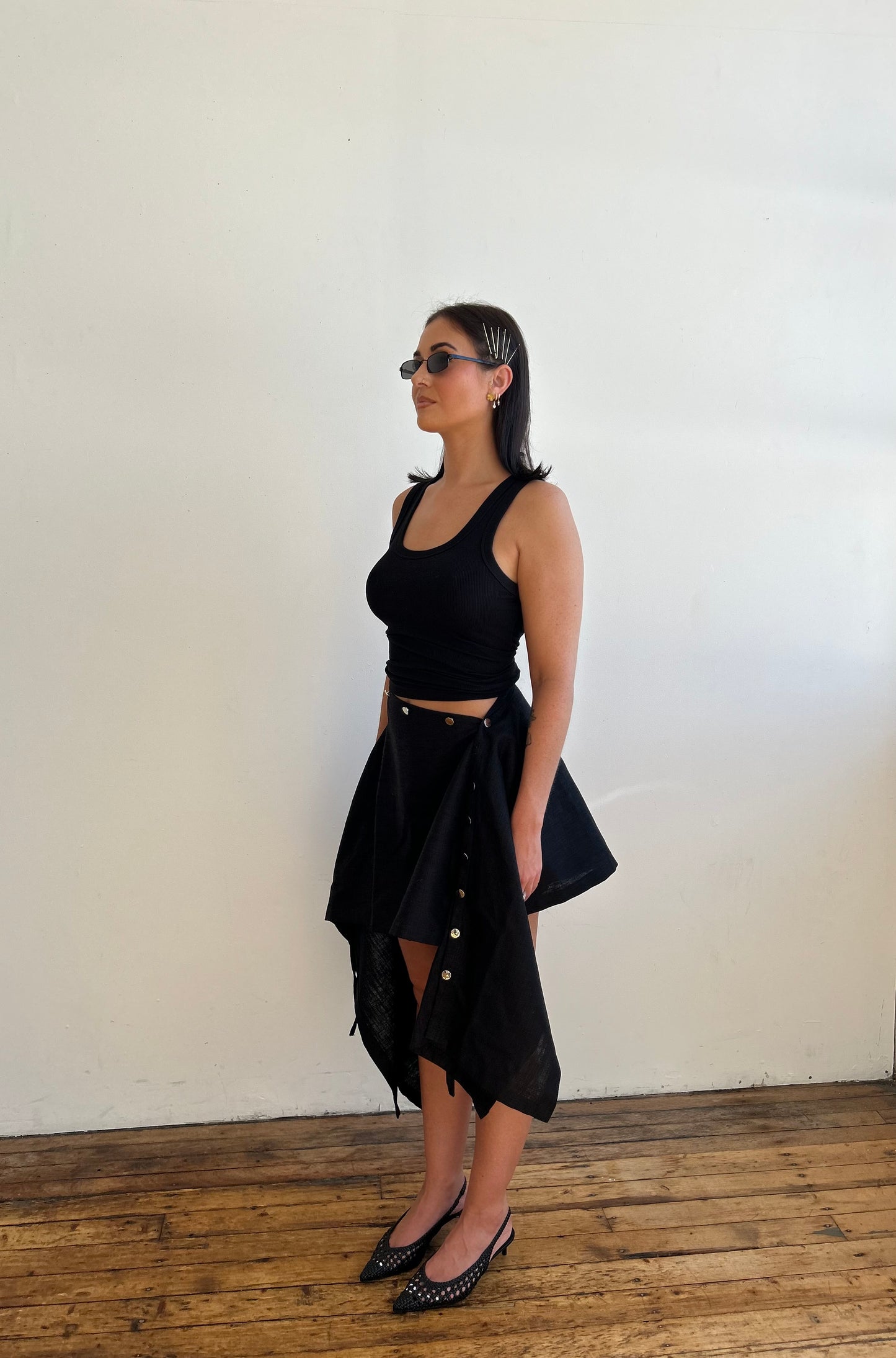 aPREORDER Sol Multi-Way Skirt Top in Midnight Black