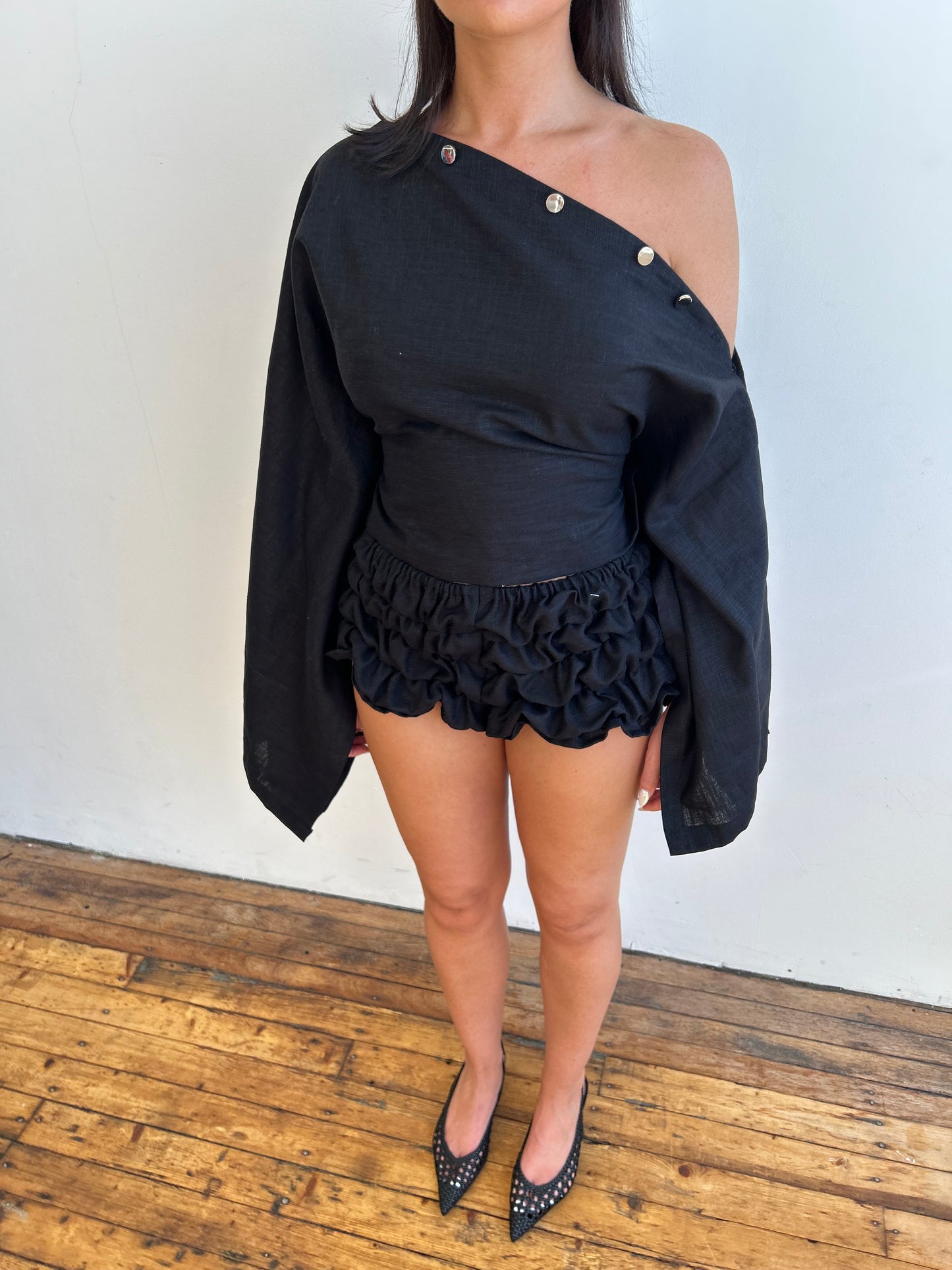 aPREORDER Sol Multi-Way Skirt Top in Midnight Black