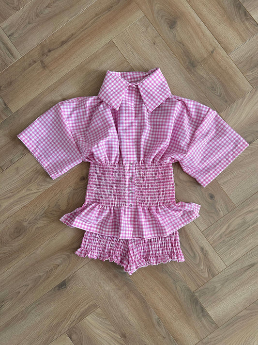 PREORDER Frolic Set in Pink Gingham