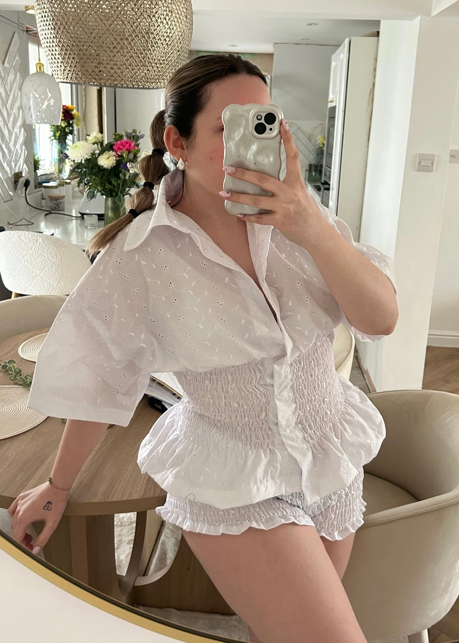 PREORDER Frolic SHIRT in White Broderie Anglaise