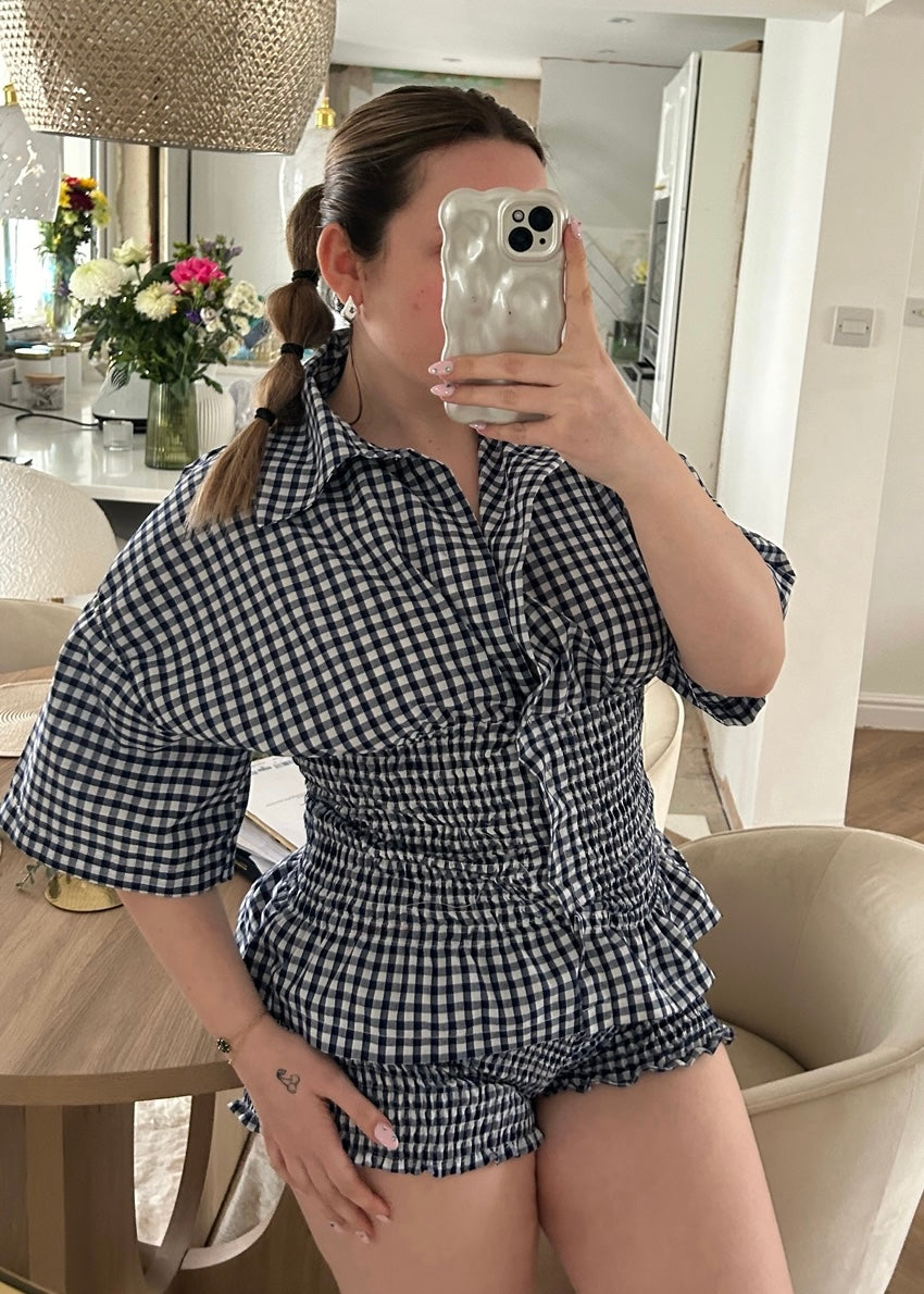 PREORDER Frolic SHORTS in Navy Gingham