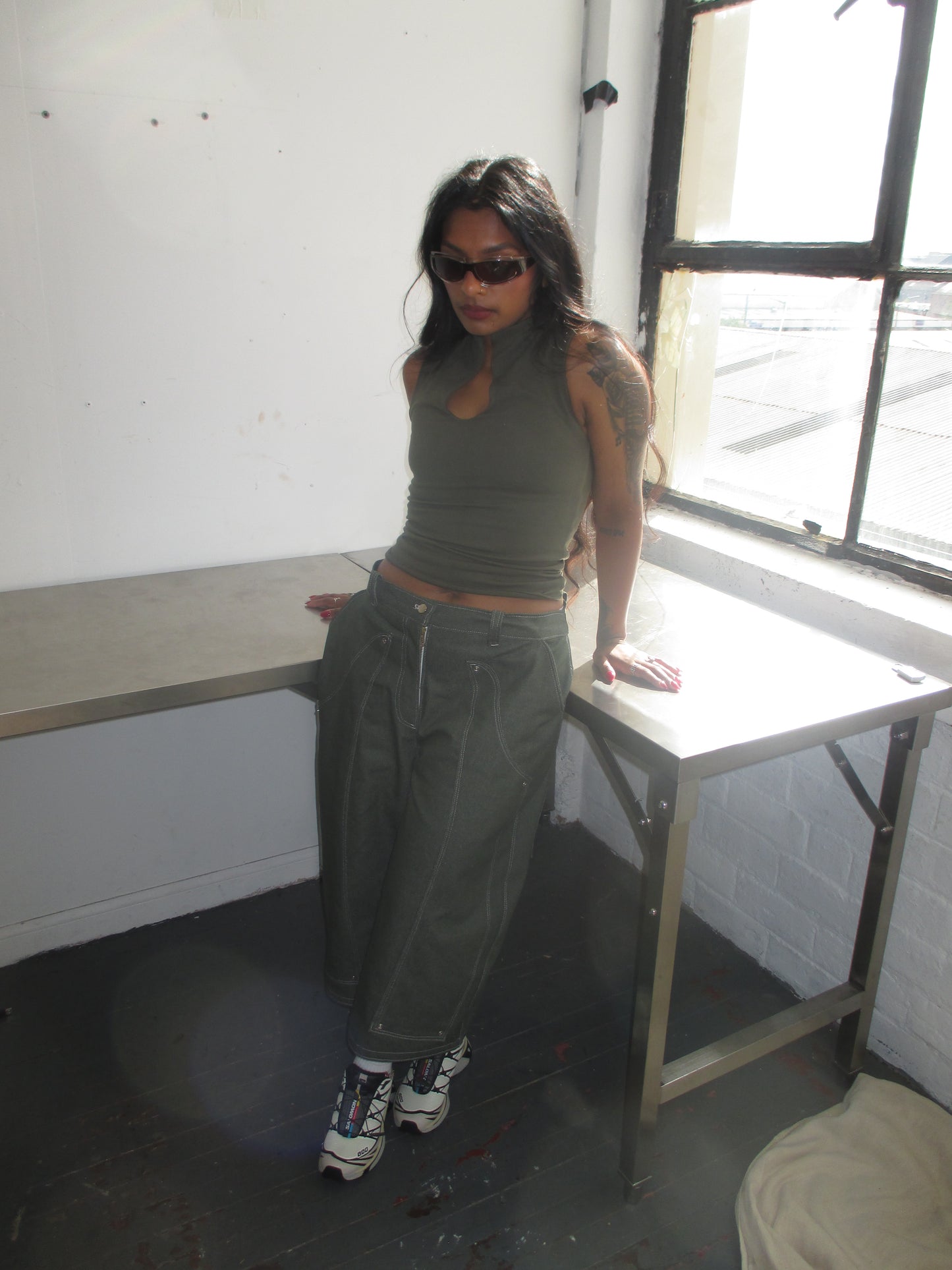 PREORDER Muse Jorts in Olive Denim