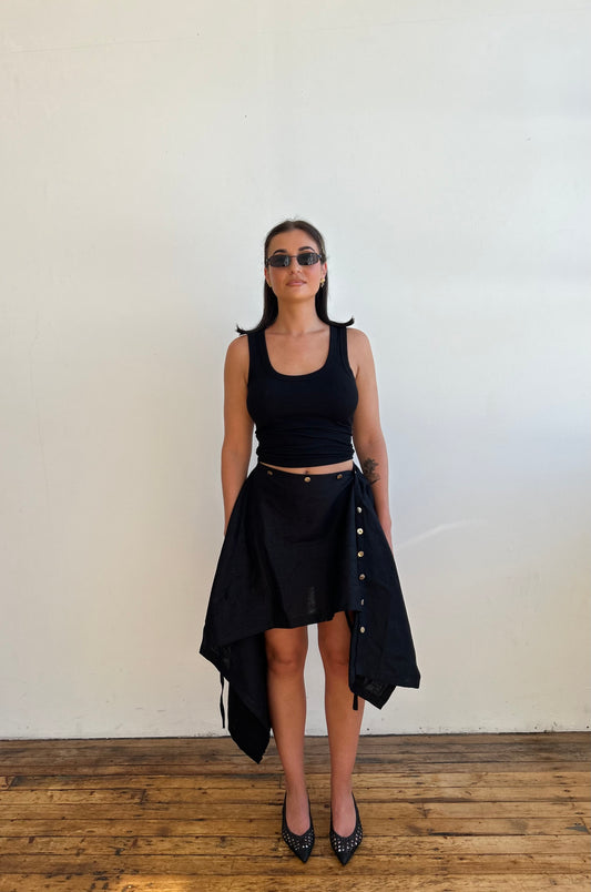 aPREORDER Sol Multi-Way Skirt Top in Midnight Black