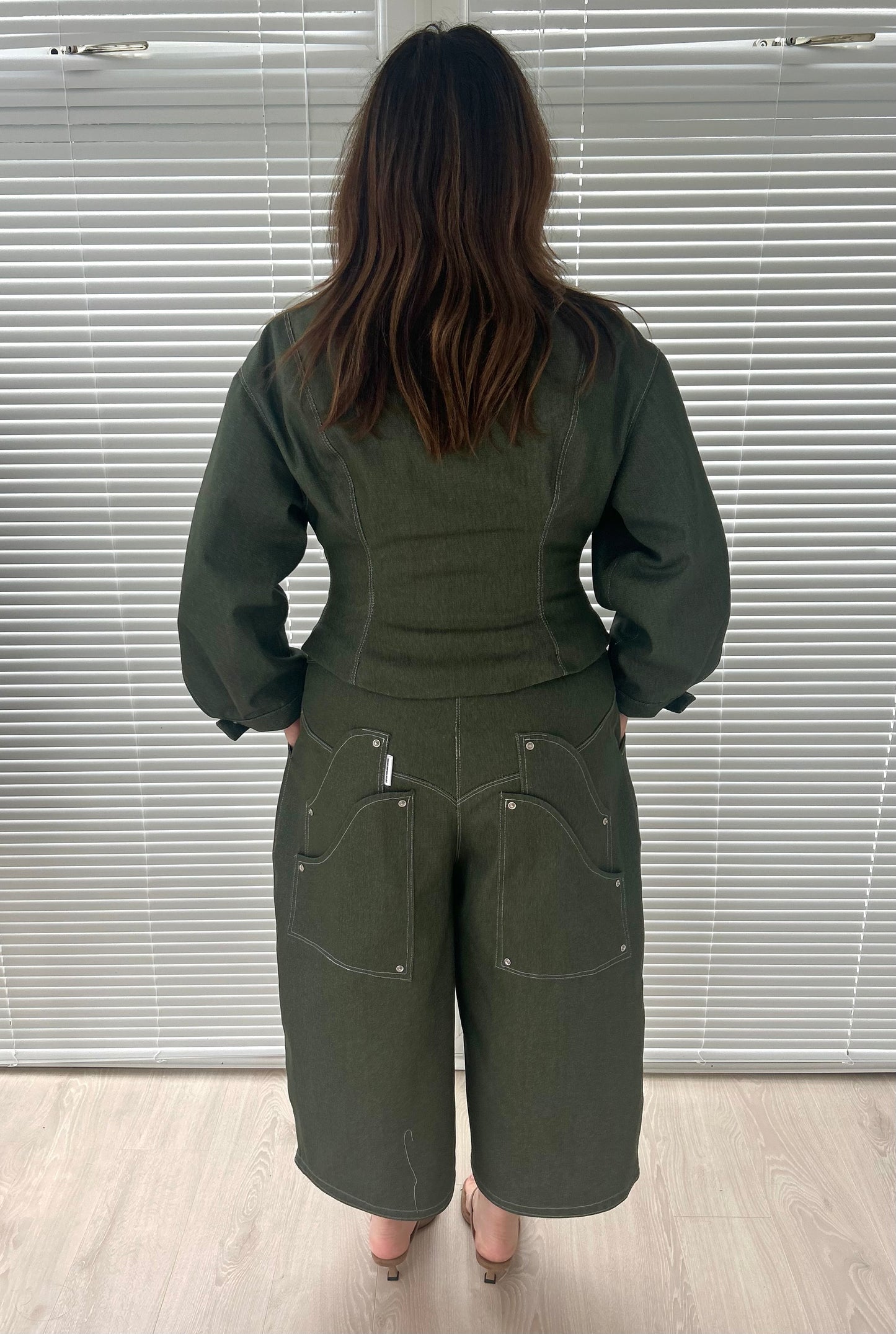 Muse Contoured Jacket in Olive Denim (made to order)