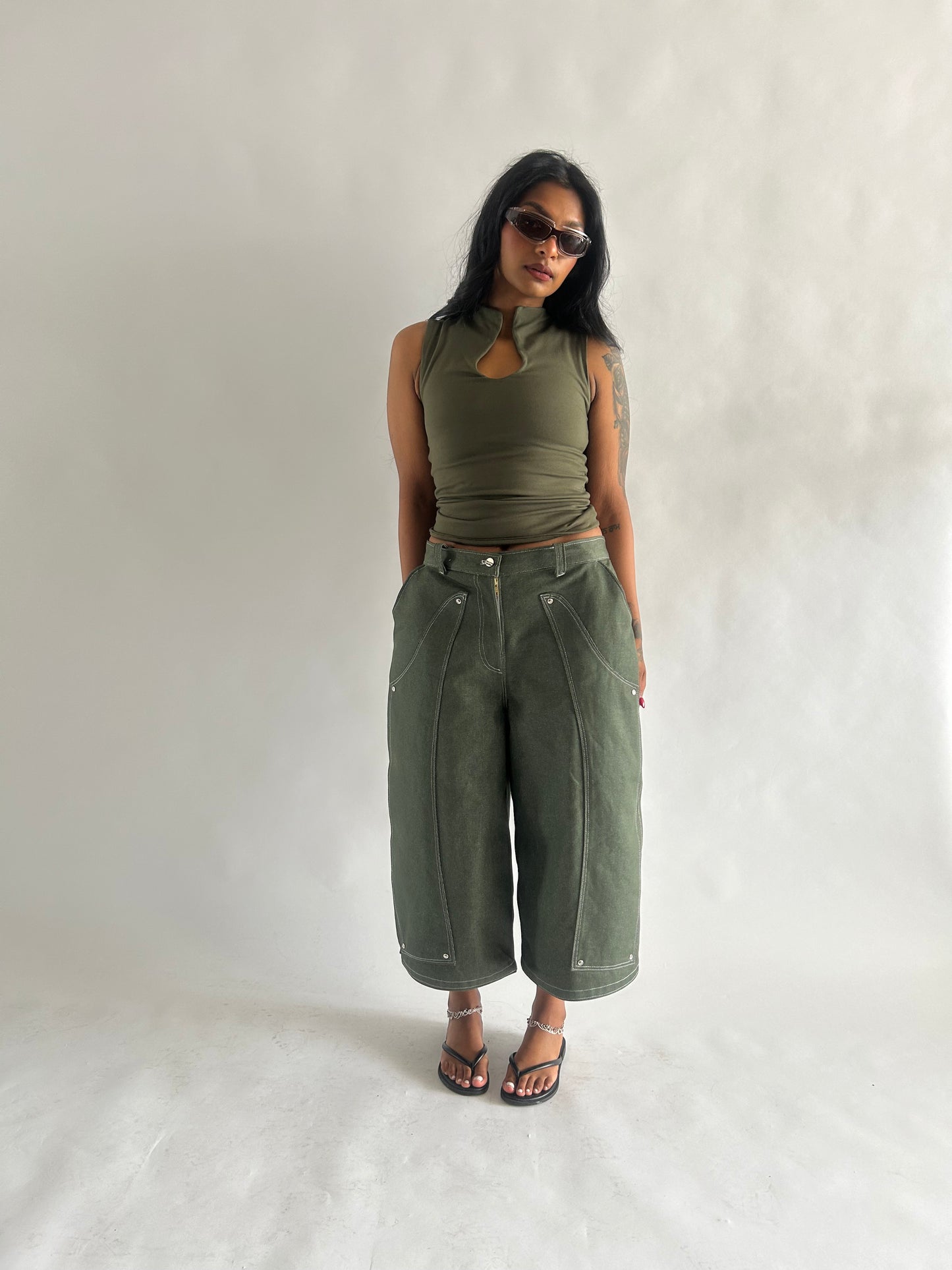 PREORDER Muse Jorts in Olive Denim
