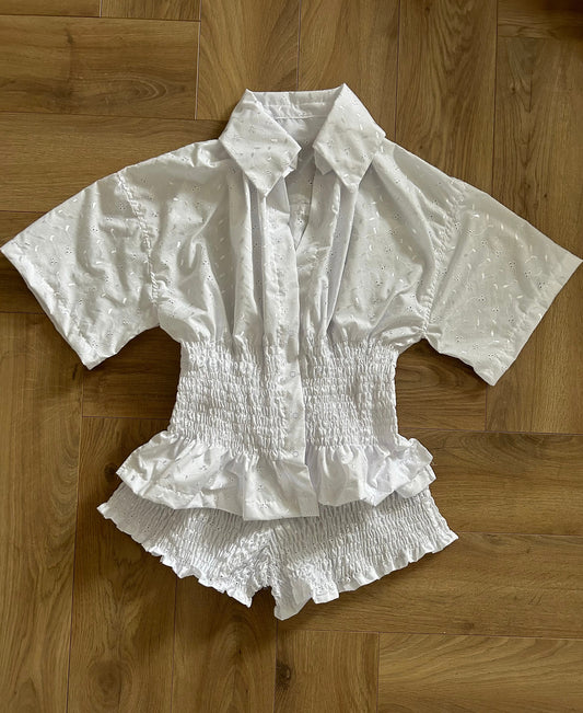 PREORDER Frolic Set in White Broderie Anglaise