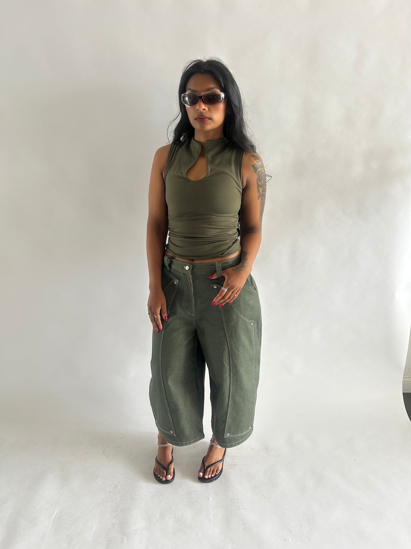 PREORDER Muse Jorts in Olive Denim