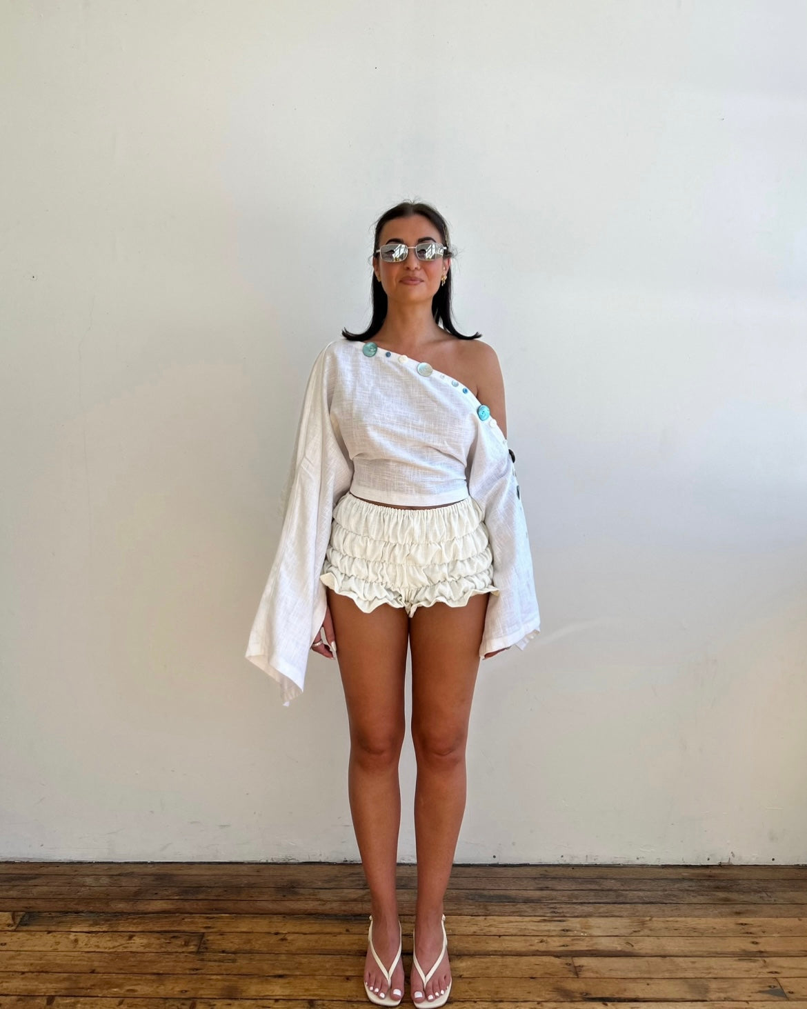 A PREORDER Sol Bloomer Shorts in White Sands