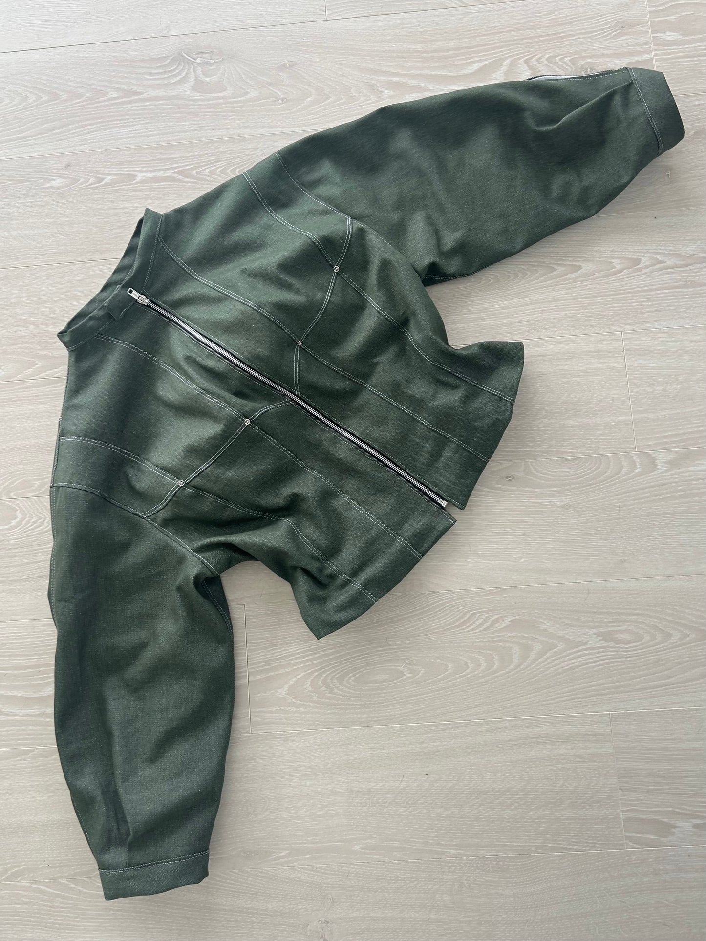 Muse Contoured Jacket in Olive Denim (made to order)
