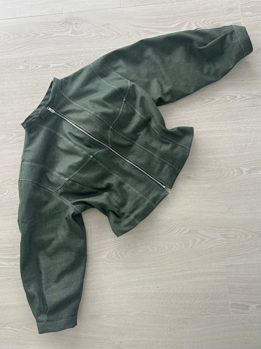 Muse Contoured Jacket in Olive Denim (made to order)